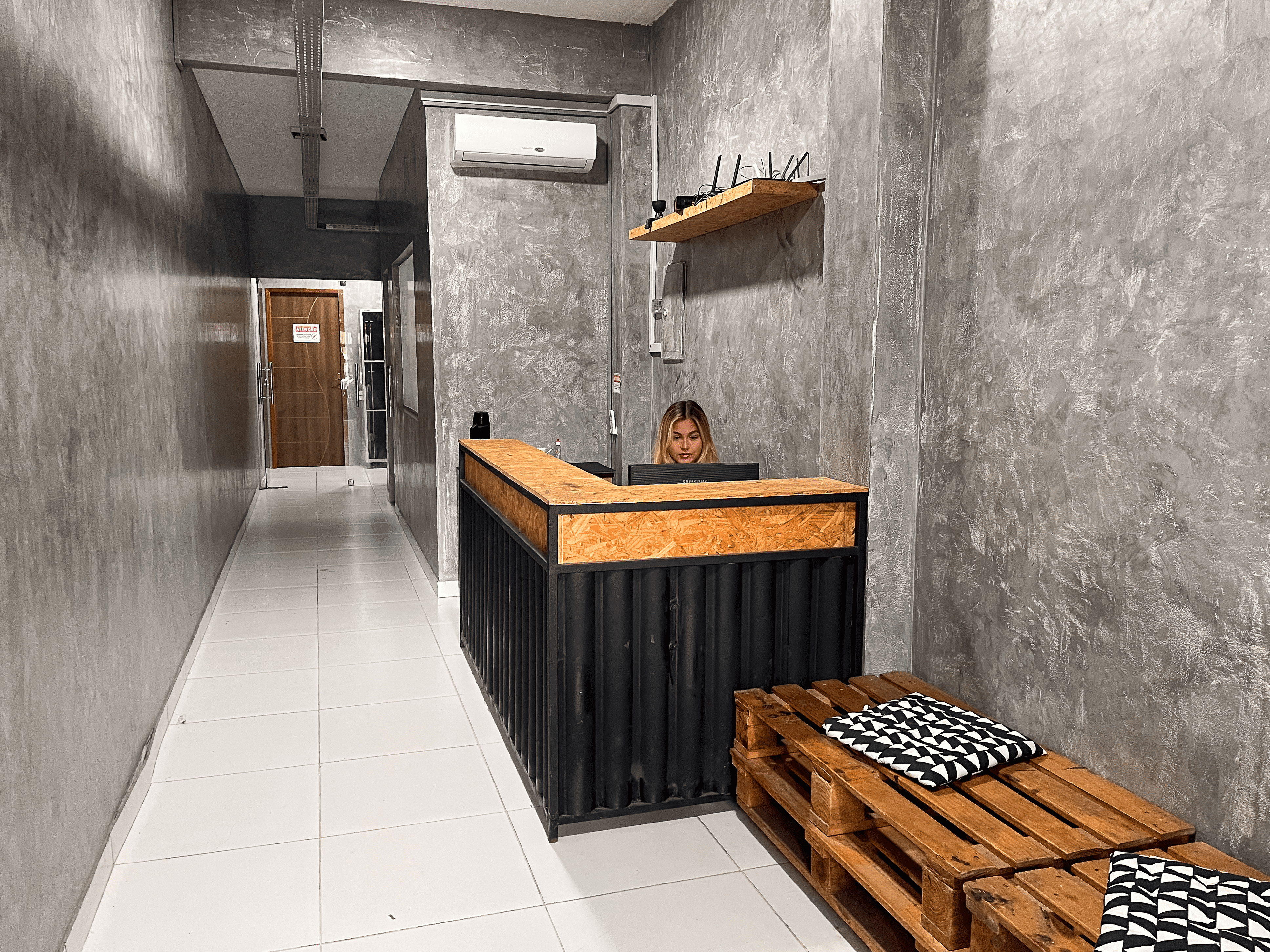 Área comum do hostel